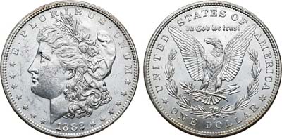 Лот №408,  США. 1 доллар 1882 года. MORGAN DOLLAR.