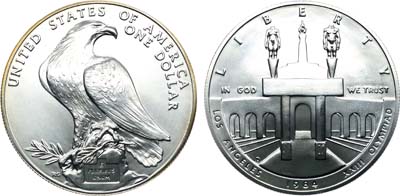 Лот №420,  США. 1 доллар 1984 года. XXIII Летние Олимпийские игры в Сан-Франциско.
