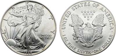 Лот №421,  США. 1 доллар 1986 года. Шагающая свобода.