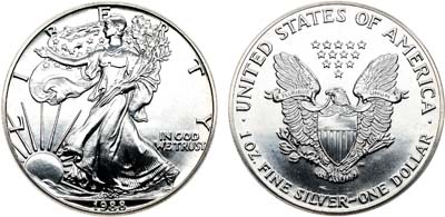 Лот №423,  США. 1 доллар 1988 года. Шагающая свобода.