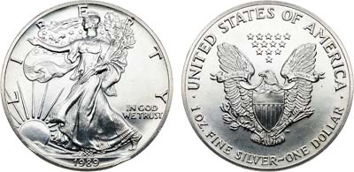 Лот №424,  США. 1 доллар 1989 года. Шагающая свобода.