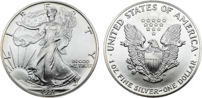 Лот №426,  США. 1 доллар 1991 года. Шагающая свобода.