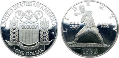 Лот №427,  США. 1 доллар 1992 года. XXV Летние Олимпийские игры.
