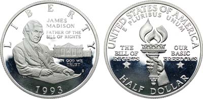 Лот №431,  США. 1/2 доллара (50 центов) 1993 года. Билль о правах.