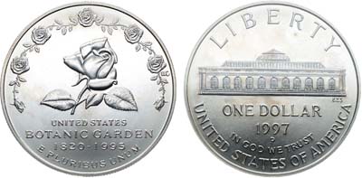 Лот №434,  США. 1 доллар 1997 года. 175-летие Ботанического сада.