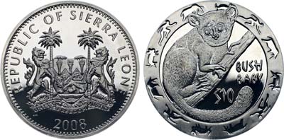 Лот №459,  Сьерра-Леоне. 10 долларов 2008 года. Серия 