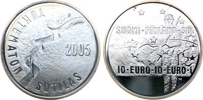 Лот №490,  Финляндия. Европейский союз. 10 евро 2005 года. Неизвестный солдат.