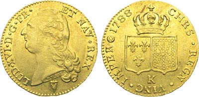 Лот №494,  Франция. Король Людовик XVI. Двойной луидор 1788 года (К).