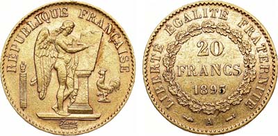 Лот №497,  Франция. Третья республика. 20 франков 1893 года.