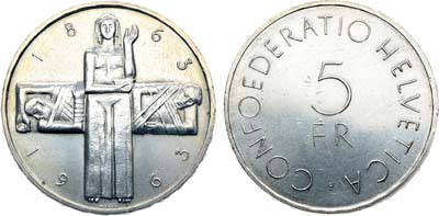 Лот №506,  Швейцария. Конфедерация. 5 франков 1963 года. 100 лет Красному Кресту.