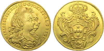 Лот №74,  Бразилия. Португальская колония. Король Педру III. 6400 рейс 1781 года.
