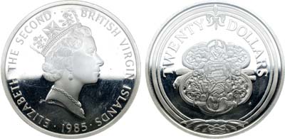 Лот №77,  Британские Виргинские острова. Королева Елизавета II. 20 долларов 1985 года. Серия 