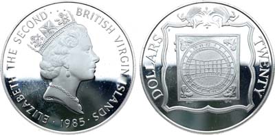 Лот №78,  Британские Виргинские острова. 20 долларов 1985 года. Серия 