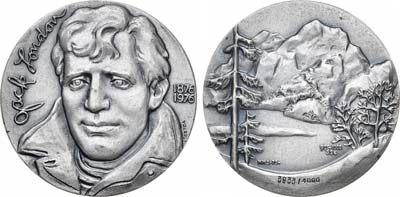 Лот №1405, Медаль 1976 года. 100 лет со дня рождения Джека Лондона.