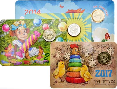 Лот №1597, Сборный лот из 4 жетонов с календарями 2014-2017 гг.