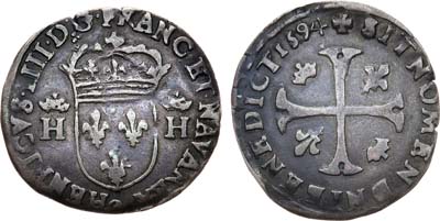 Лот №217,  Франция. Королевство. Король Генрих IV. Дузан (дюжина) 1594 года.
