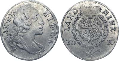 Лот №254,  Германия. Курфюршество Бавария. Курфюрст Максимилиан III. 30 крейцеров 1746 года.