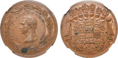 Лот №260,  Германия. Княжество Брауншвейг-Вольфенбюттель. Медаль 1815 года. В память Фридриха Вильгельма Брауншвейгского. В слабе ННР PF 63.