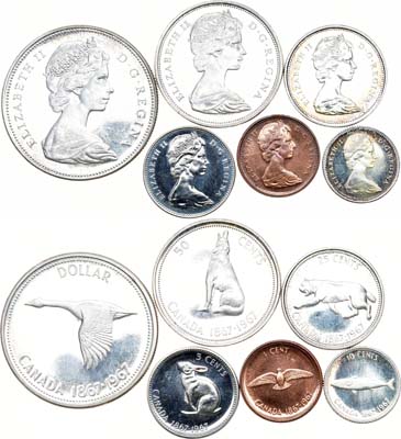 Лот №337,  Канада. Елизавета II. Годовой набор из 6 монет 1967 года. 100 лет Конфедерации.