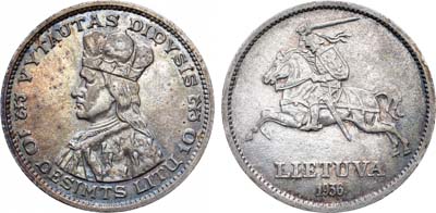 Лот №347,  Литва. Первая республика. 10 лит 1936 года.