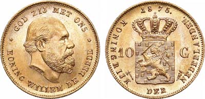Лот №354,  Королевство Нидерланды. Король Виллем III. 10 гульденов 1875 года.