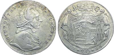 Лот №370,  Священная Римская империя. Княжество-архиепископство Зальцбург. Иероним Коллоредо. 20 крейцеров 1796 года.