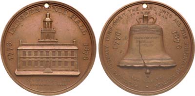 Лот №374,  США. Медаль 1876 года. В память 100-летия независимости Америки.