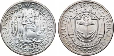 Лот №377,  США. 1/2 доллара (50 центов) 1936 года. 300 лет Род-Айленду.