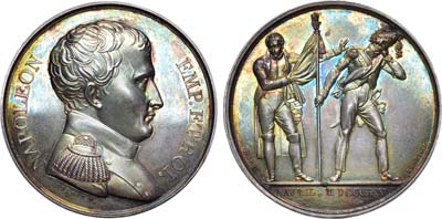 Лот №412,  Французская империя. Император Наполеон Бонапарт. Медаль 1814. Прощание Наполеона со своей гвардией в Фонтенбло 20 апреля 1814 г.