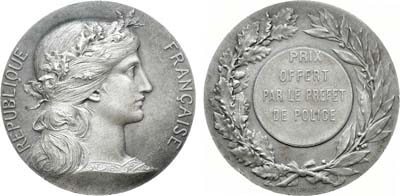 Лот №430,  Франция. Третья республика. Наградная медаль после 1881 года. Приз от префекта полиции.