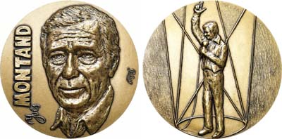 Лот №441,  Франция. Пятая республика. Медаль 1986 года. Актер Ив Монтан.