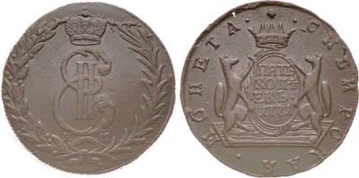 Лот №720, 5 копеек 1771 года. КМ. Сибирские.