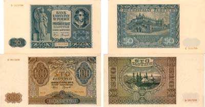 Лот №556,  Польша. Эмиссионный банк Польши. Германская Оккупация. Лот из 2 бон. 50 и 100 злотых 1941 года.