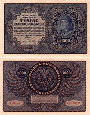 Лот №593,  Польша. 1000 марок польских 1919 года. Костюшко.
