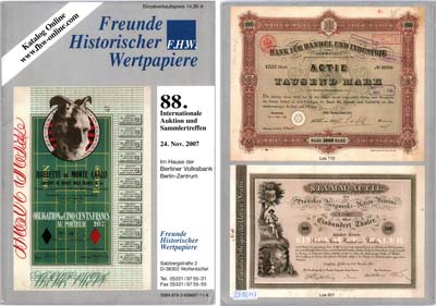 Лот №656,  FHW Freunde Historischer Wertpapiere. Каталог аукциона. 88-й международный аукцион и встреча коллекционеров.