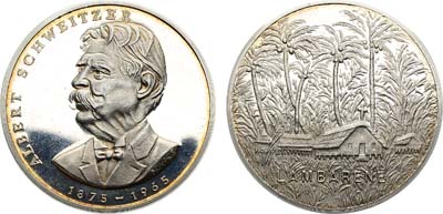 Лот №100,  Великобритания. Медаль 1965 года. Альберт Швейцер. Больница в Ламбарене.