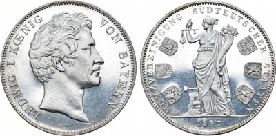 Лот №112,  Германия. Королевство Бавария. Король Людвиг I. 2 талера (двойной) 1837 года.