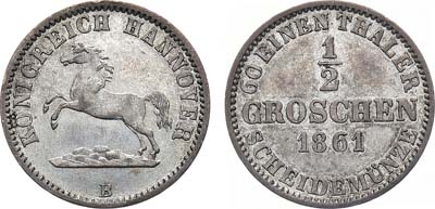 Лот №118,  Германия. Королевство Ганновер. Король Георг V. 1/2 гроша 1861 года.