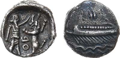 Лот №16,  Финикия. 1/16 шекеля IV в. до н.э.