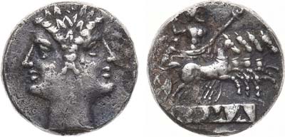Лот №17,  Римская республика. Анонимный выпуск. Дидрахма-квадригат 225-214 гг. до н.э.