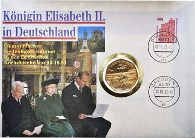 Лот №205,  Остров Мэн. Конверт первого дня гашения. Королева Елизавета II. 50 пеносв 1985 года. Серия 