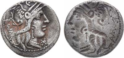 Лот №20,  Римская республика. Анонимный выпуск. Денарий 135-115 гг до н.э. Инкузный Брак, односторонний чекан.
