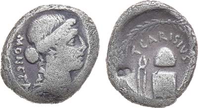 Лот №22,  Римская республика. Каризий. Денарий 46 года до н.э.