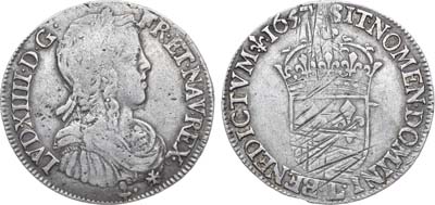 Лот №251,  Королевство Франция. Король Людовик XIV. 1/2 экю 1657 года.