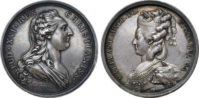 Лот №252,  Королевство Франция. Король Людовик XVI. Медаль 1781 года. В честь Людовика XVI и Марии-Антуанетты.