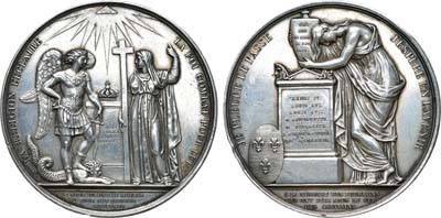 Лот №275,  Королевство Франция. Король Людовик XVIII. Медаль 1815 года. В память о погибших Бурбонах.