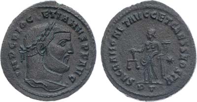 Лот №29,  Римская империя. Император Диоклетиан. Фоллис 304-305 гг.