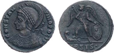 Лот №34,  Римская империя. Император Константин I Великий. Облегчённый центенионалий (3/4) 330-333 гг. Памятный выпуск в честь утверждения новой столицы Восточной Империи - Константинополя.