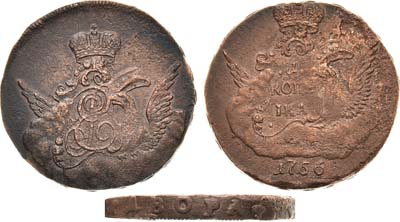 Лот №451, 1 копейка 1756 года. Без букв.