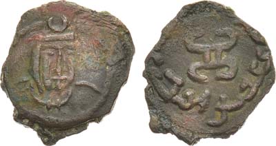 Лот №49,  Средняя Азия. Государство Шаш (Чач). Удел Бенакан. Правитель Нирт. Монета (АЕ 19) 601-701 гг.